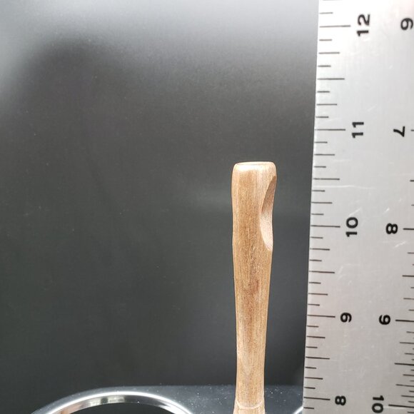 Vintage Mid Century Condiment Server 2 Glass Bowls Chrome Wood Handle + Spoons - Picture 3 of 6